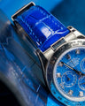 Bespoke Watch Strap in Electric Blue Crocodile
