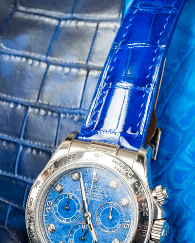Bespoke Watch Strap in Electric Blue Crocodile