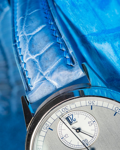 Bespoke Watch Strap in Baby Blue Himalayan Crocodile