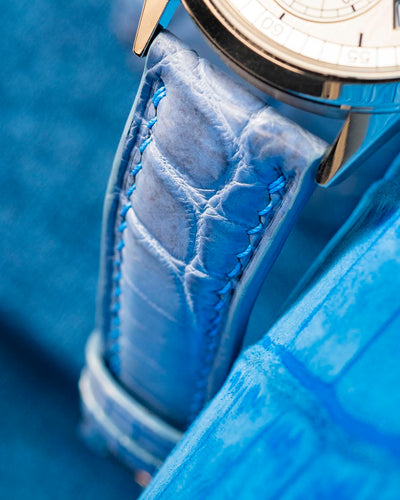 Bespoke Watch Strap in Baby Blue Himalayan Crocodile