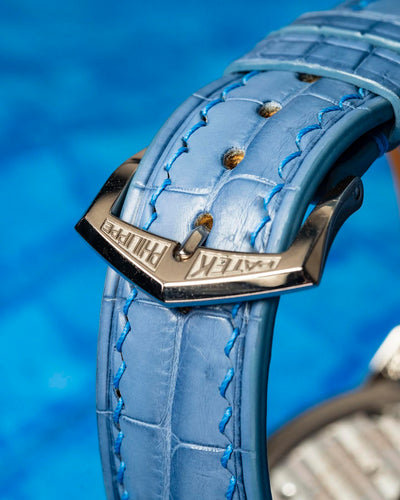 Bespoke Watch Strap in Baby Blue Himalayan Crocodile