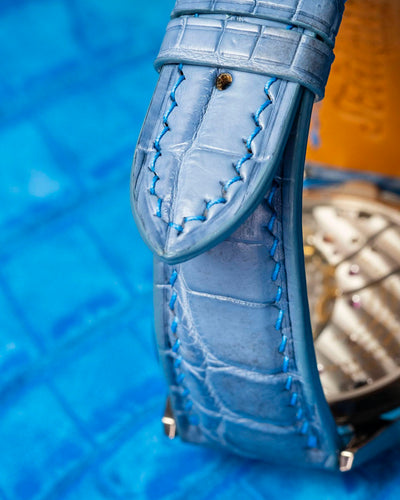 Bespoke Watch Strap in Baby Blue Himalayan Crocodile