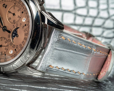 Bespoke Watch Strap in Metallic Silver Alligator