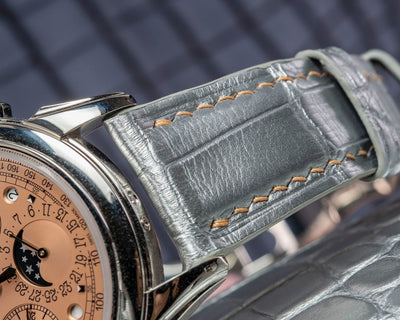 Bespoke Watch Strap in Metallic Silver Alligator