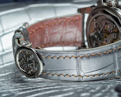 Bespoke Watch Strap in Metallic Silver Alligator