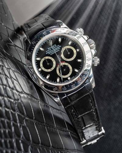 Bespoke Watch Strap in Black Crocodile