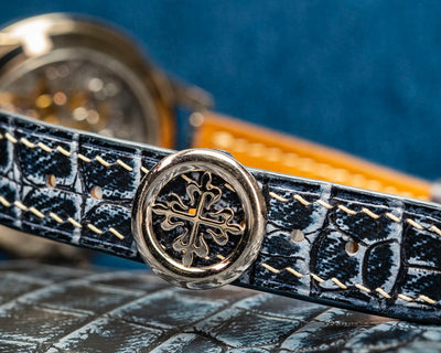 Bespoke Watch Strap in Denim Crocodile