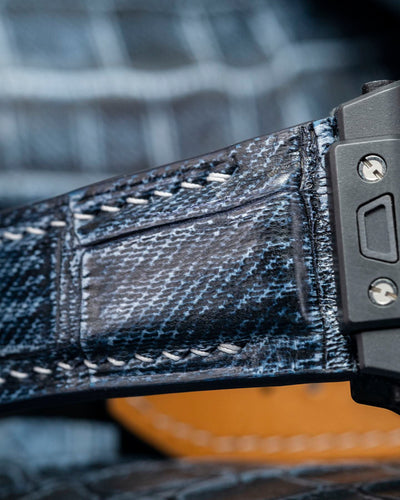 Bespoke Watch Strap in Denim Crocodile
