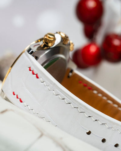 Bespoke Watch Strap in White Crocodile