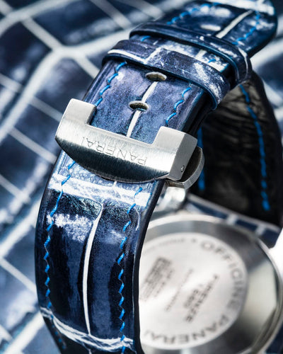 Bespoke Watch Strap in Tainted Blue Snowflake Crocodile