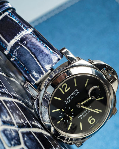 Bespoke Watch Strap in Tainted Blue Snowflake Crocodile