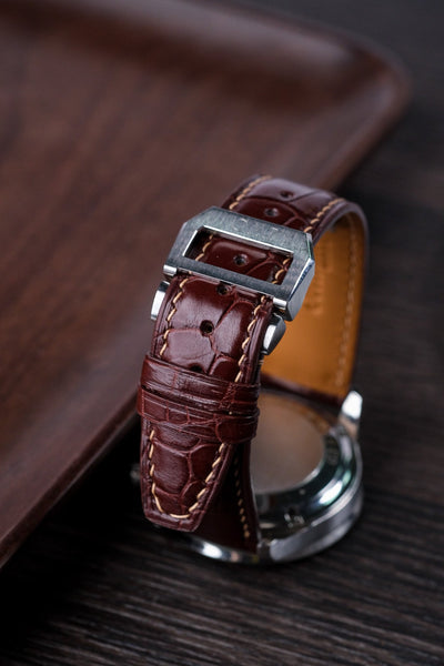 Bespoke Watch Strap in Reddish Brown Crocodile