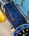 Bespoke Watch Strap in Tie Dye Blue Crocodile