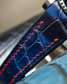 Bespoke Watch Strap in Tie Dye Blue Crocodile
