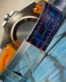 Bespoke Watch Strap in Tie Dye Blue Crocodile