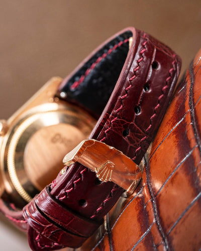 Bespoke Watch Strap in Reddish Brown Crocodile
