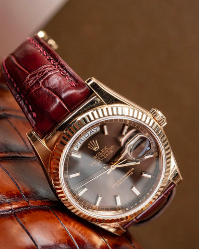 Bespoke Watch Strap in Reddish Brown Crocodile