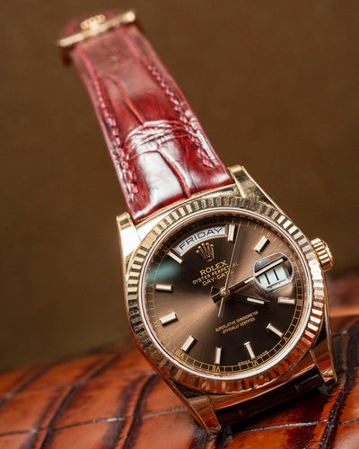 Bespoke Watch Strap in Reddish Brown Crocodile