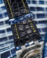 Bespoke Watch Strap in Tainted Blue Snowflake Crocodile