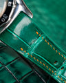 Bespoke Watch Strap in Emerald Green Crocodile