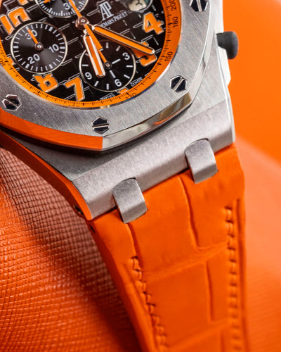 Bespoke Watch Strap in Volcanic Orange Alligator