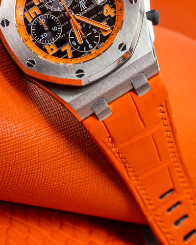 Bespoke Watch Strap in Volcanic Orange Alligator