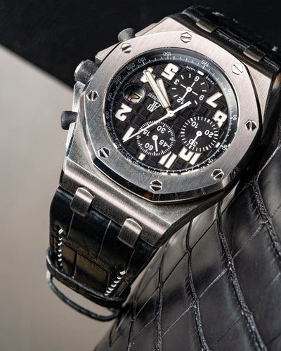 Bespoke Watch Strap in Black Crocodile