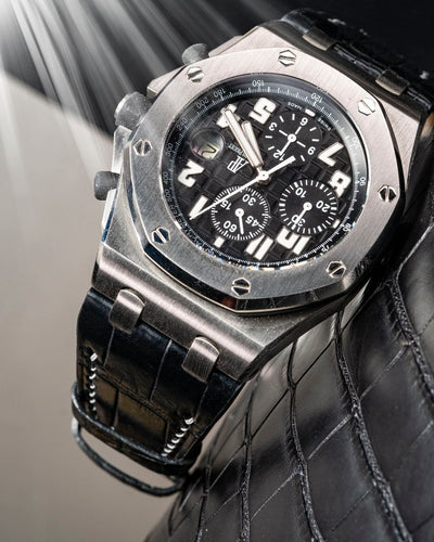 Bespoke Watch Strap in Black Crocodile