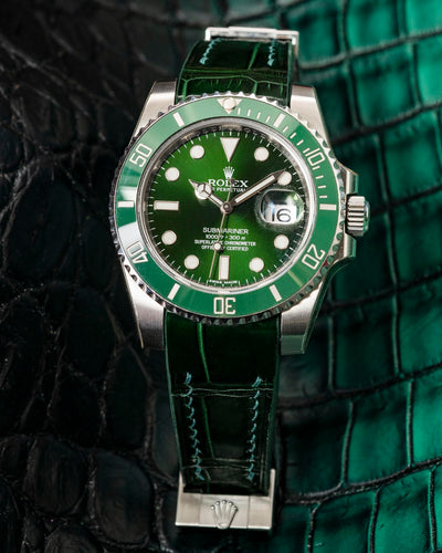 Bespoke Watch Strap in Hunter Green Crocodile