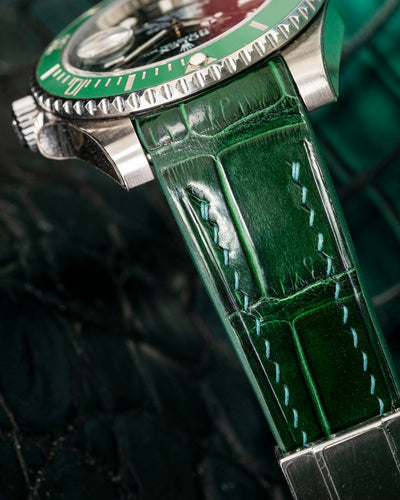 Bespoke Watch Strap in Hunter Green Crocodile