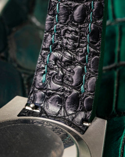 Bespoke Watch Strap in Hunter Green Crocodile