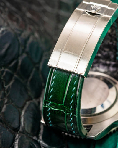 Bespoke Watch Strap in Hunter Green Crocodile