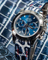 Bespoke Watch Strap in Tainted Blue Snowflake Crocodile