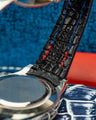 Bespoke Watch Strap in Tainted Blue Snowflake Crocodile
