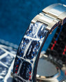 Bespoke Watch Strap in Tainted Blue Snowflake Crocodile