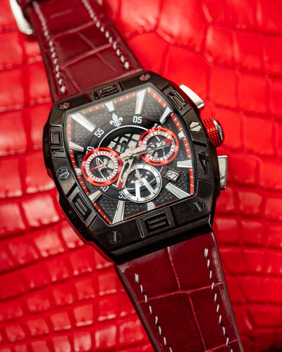 Bespoke Watch Strap in Blood Red Crocodile