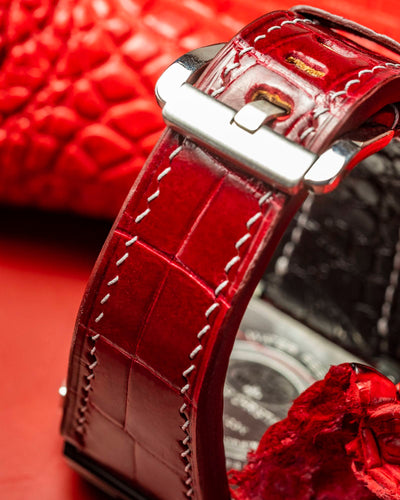 Bespoke Watch Strap in Blood Red Crocodile