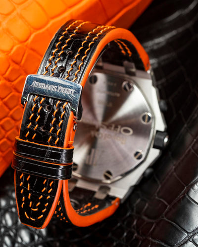 Bespoke Watch Strap in Black Crocodile