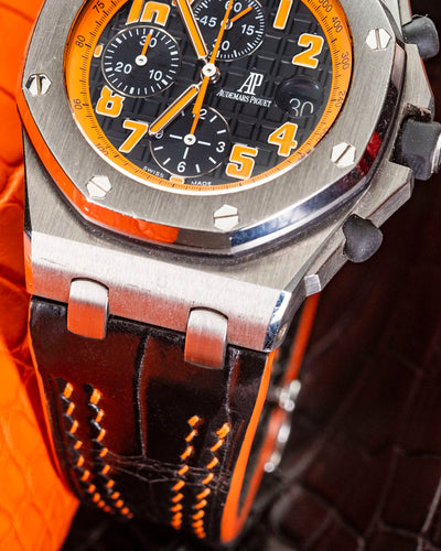 Bespoke Watch Strap in Black Crocodile