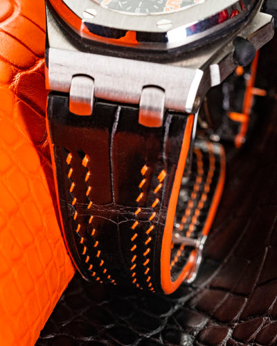 Bespoke Watch Strap in Black Crocodile