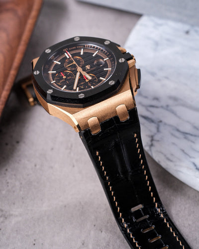 Bespoke Watch Strap in Jet Black Crocodile