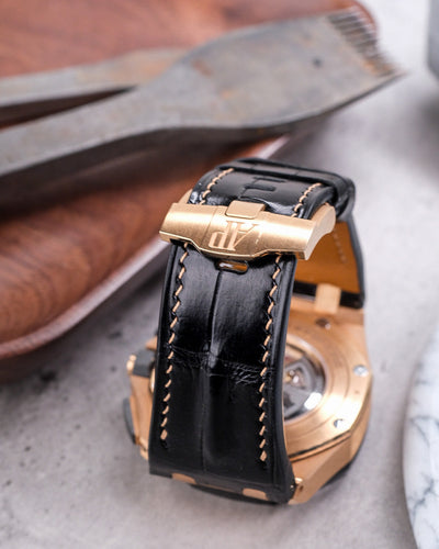 Bespoke Watch Strap in Jet Black Crocodile