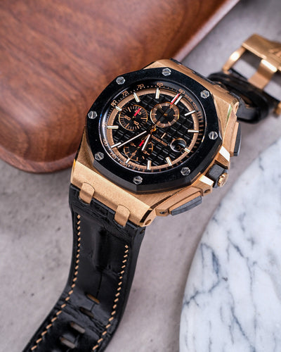 Bespoke Watch Strap in Jet Black Crocodile