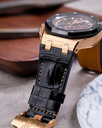 Bespoke Watch Strap in Jet Black Crocodile