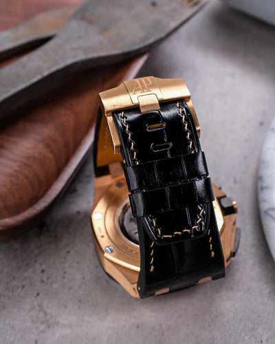 Bespoke Watch Strap in Jet Black Crocodile