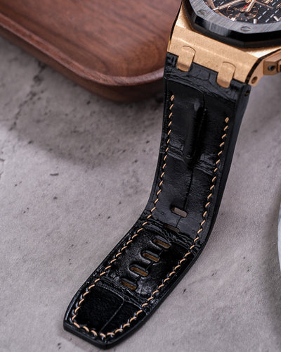 Bespoke Watch Strap in Jet Black Crocodile