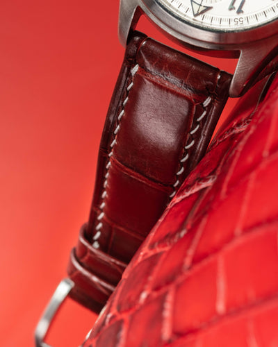 Bespoke Watch Strap in Blood Red Crocodile