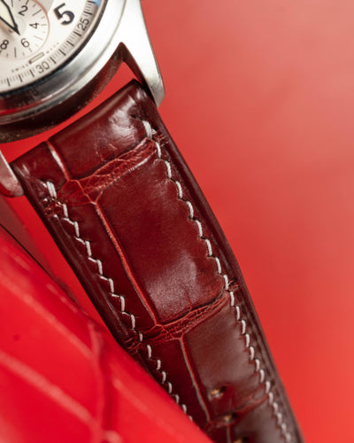 Bespoke Watch Strap in Blood Red Crocodile