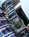 Bespoke Watch Strap in Tainted Blue Snowflake Crocodile