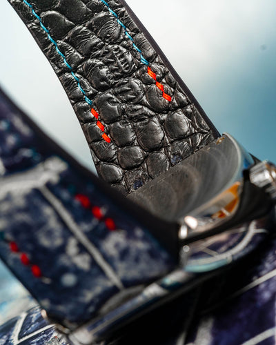 Bespoke Watch Strap in Tainted Blue Snowflake Crocodile